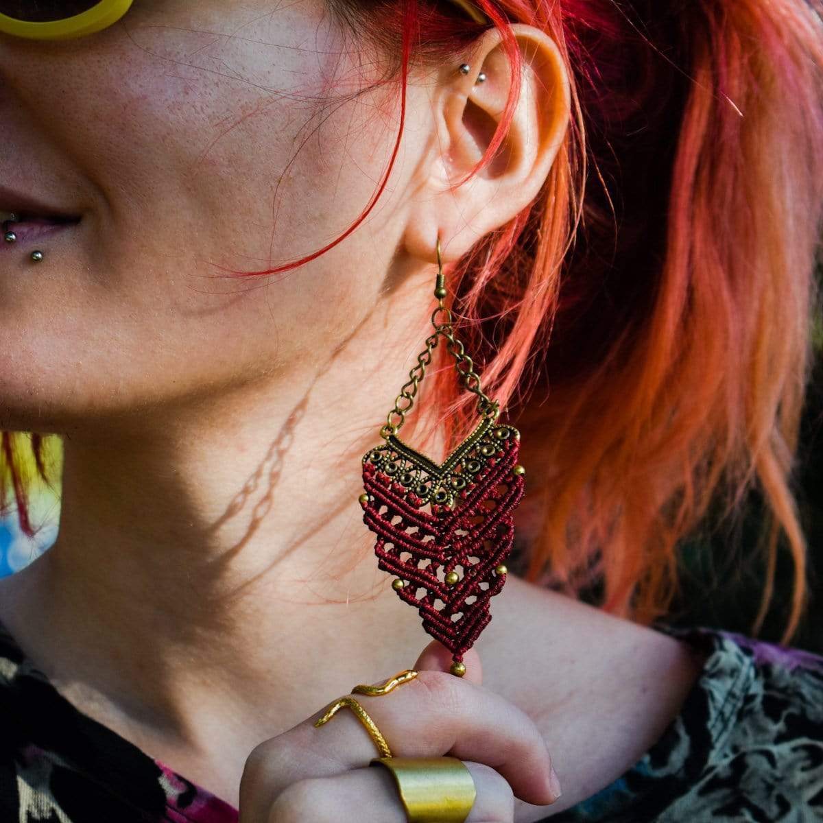 Macrame earrings Armenistis Burgundy Earrings