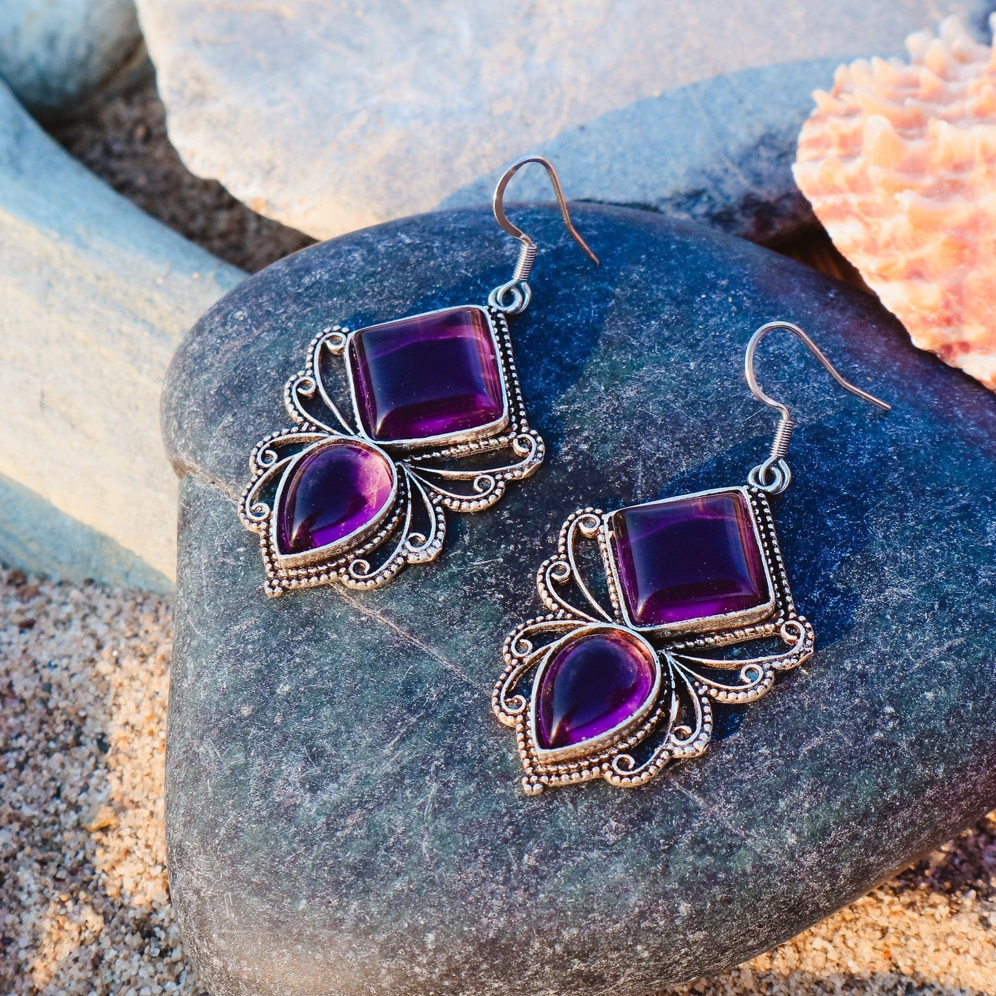 Purple Butterfly Earrings