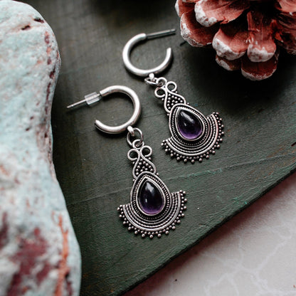 Purple Hoop Earrings